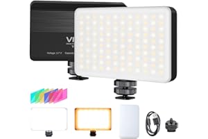 VIJIM VL120 LED on Camera Video Light,Mini Bi-Color Portable Photography Lighting w 6 Color Filters, 3100mAh Rechargeable CRI 95+ 3200K-6500K Dimmable LED Panel Light for DSLR Camera