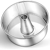 P&P CHEF Angel Food Cake Pan, 10 Inch Cake Pan Round Baking Tube Tin for Baking Pound Cakes, Conical Hollow & One-piece Design, Stainless Steel Core & Heavy-duty, Oven Safe - Silver