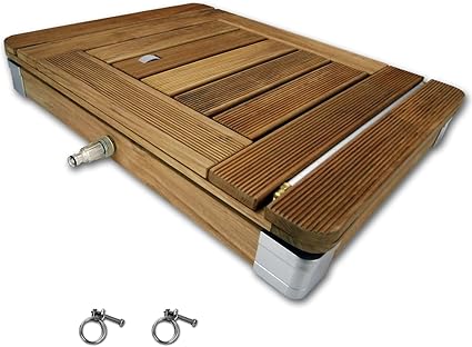 Tec Bodendusche Mobile Outdoor Gartendusche Camping Dusche Aus Massivem Teak Holz Pool Dusche Sauna Dusche Aussendusche Mit Bodenplatte Jump On Shower Tritt Mechanismus Amazon De Garten