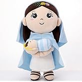 NIUBEHOHO Mary Kids' Plush Toy Pillow – Exquisite Virgin Mary Baby Jesus Doll Perfect for First Communion 12 Inch
