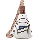 Leresas 7L Crossboydy Sling Bag for Women Vegan Leather Crossbody Purse Fanny Pack Chest Bag for Travel, Beige