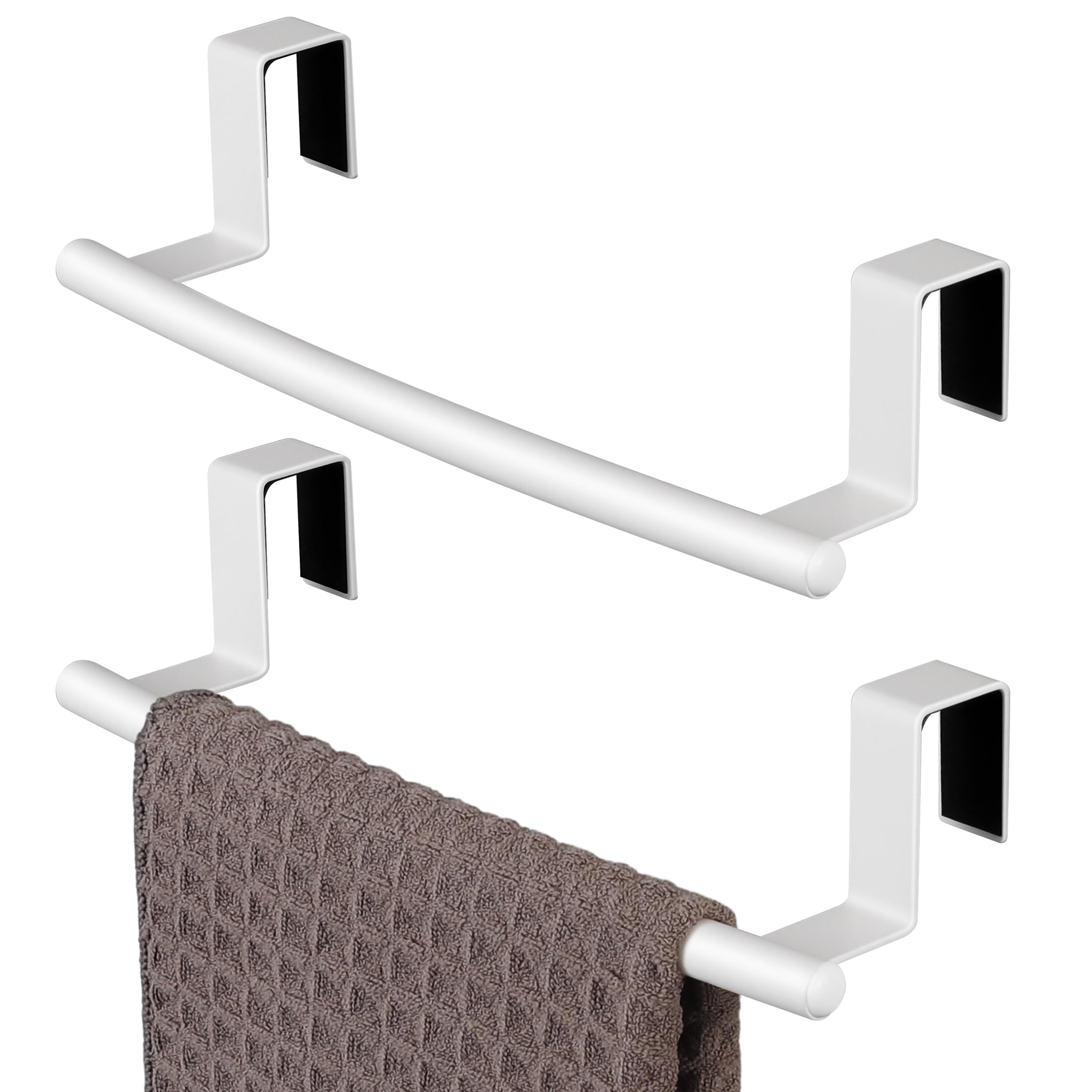 Photo 1 of KES Over Cabinet Door Towel Bar Fit 1" Thick, Kitchen Towel Holder, Kitchen Towel Rack, Cabinet Towel Holder Scratchproof, White 2 Pack, KTH500S26-WH-P2