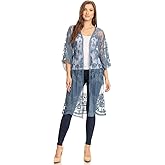 Anna-Kaci Floral Crochet Lace Cardigan for Women Beach Cover Ups Dress Kimono