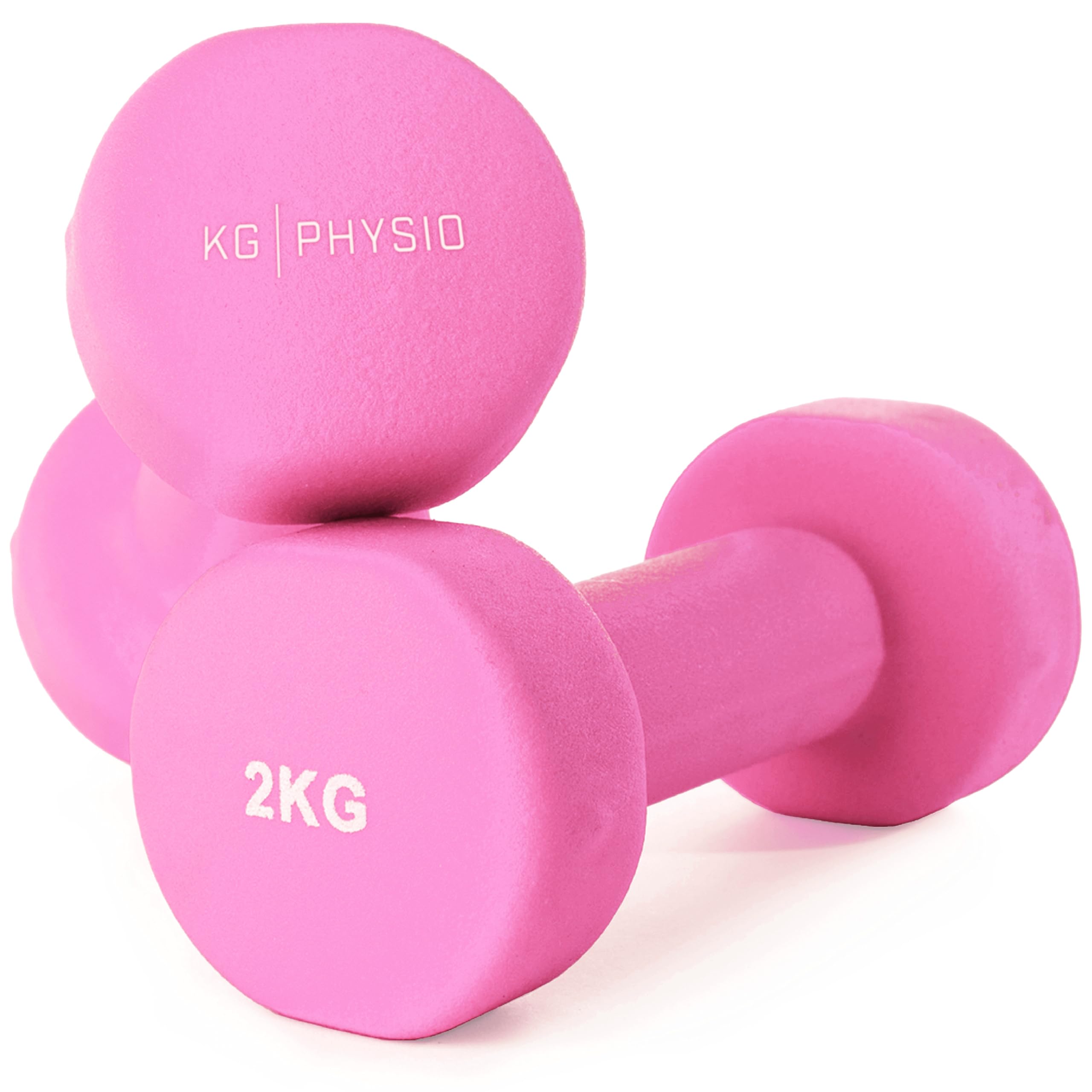 KG Physio Weights Dumbbells Set Women & Men - Neoprene-Coated & Sweat-Resistant Weights Set with Anti-Roll Technology & A3 Exercise Poster, Gym Equipment for Home, 1-10 kg Dumb Bells Pair