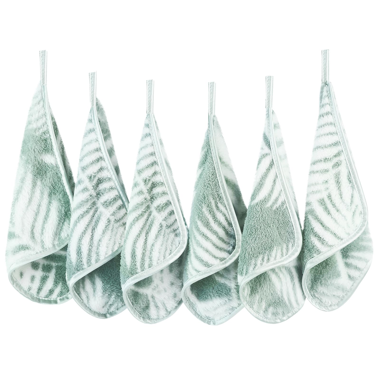 PHOGARY Microfibre Face Cloth, Reusable Makeup Remover Cloth Cleansing Cloths for Face, Microfibre Soft Facecloths Makeup Cleanser Towel, Flannel Face Cloth Pack 6- Washable (8 x 8in, Leaf) — image 1