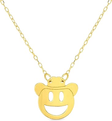 Sad Cowboy Emoji Pendant 24 Rope Chain 18k Gold Plated Unjust Jewelry