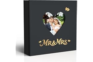 Barsone Linen Wedding Photo Album 4x6 with 400 Pockets(Large Capacity Customizable Memory Book, Custom Engraved Cover, Bridal Photo Album for Engagement, Gifts & Memory Keepsake)