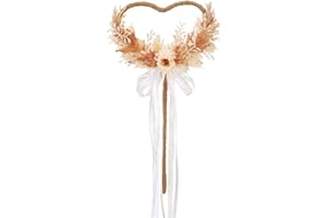 PartyforU Flower Girl Wand - Magic Floral Wand with Heart and Ribbon for Woodland Wedding or Bridal Shower