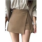 GORGLITTER Women's Asymmetrical Wrap Mini Skirts Skort Faldas Fall Casual High Waist Going Out Skort Skirt with Shorts