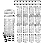 VERONES Mason Jars 8 OZ, Canning Jars Jelly Jars With Regular Lids, Ideal for Jam, Honey, Wedding Favors, Shower Favors, 16 PACK,Extra 16 Lids