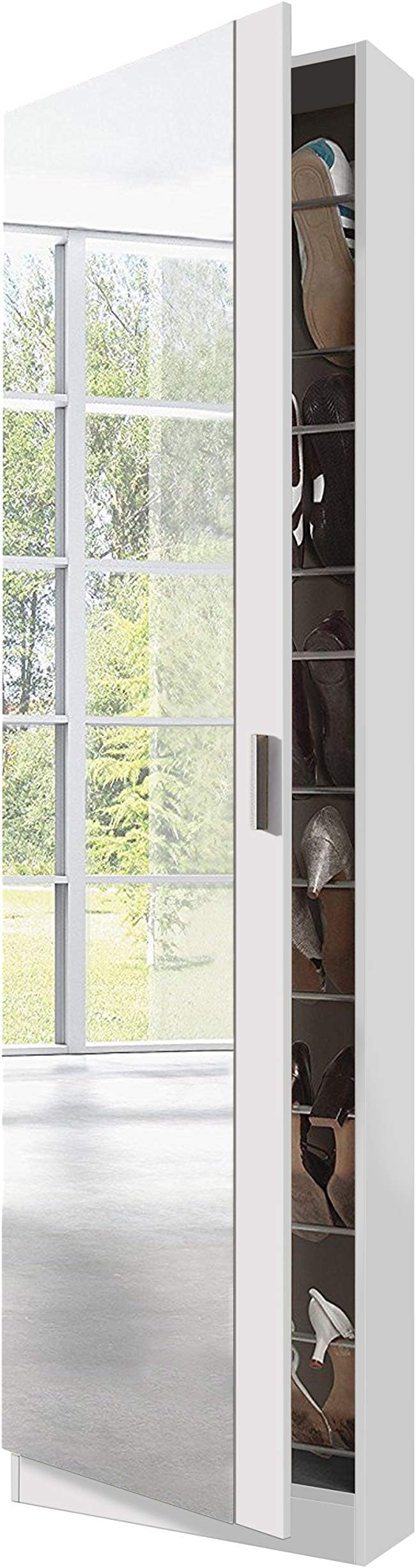 Fores – Shoe Storage 1 Door Mirror Blanc Fores 180 x 50 x 20cm