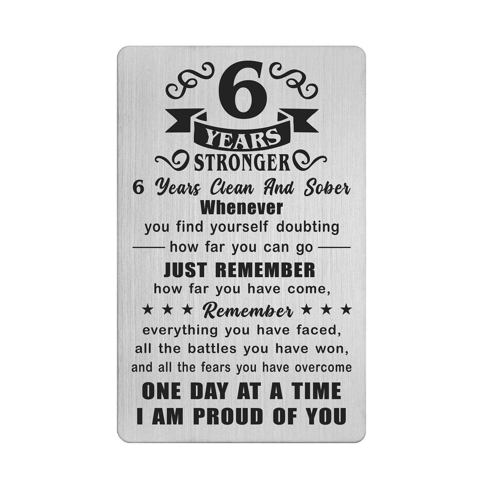 Richesele 6 Year Sobriety Gifts for Women Men - 6 Year Sober Card - 6 Yrs AA Gifts AA Recovery Engraved Wallet Cards Token