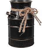 STOBAZA Retro Metal Milk Jug Vase with Handle 5.7 Inch Rustic Pitcher Vase for Farmhouse Centerpieces Floral Arrangements and Home D Cor