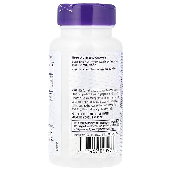 NATROL BIOTIN MAX 10000 MCG, 100 TABLETS