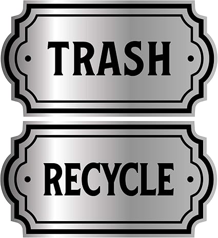 Recycle and Trash Logo Symbol - Elegant Golden Look for Trash Cans
