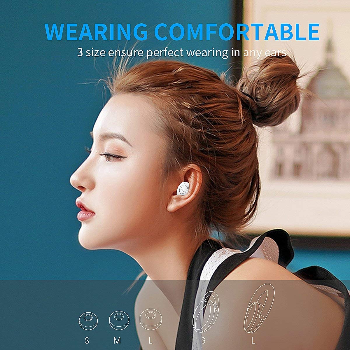 XIAOWU Cuffie Bluetooth senza fili – Mini Auricolari wireless bluetooth Effetto Stereo con Microfono Incorporato e Base di Ricarica per iPhone 8, 7 Plus, Samsung, iPad, Dispositivi Android … (DE-K5S-WHITE)