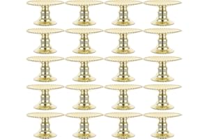 CONGARTENO 24pcs Gold Mini Cupcake Display Stands with Detachable Pedestal, Dessert Serving Plates