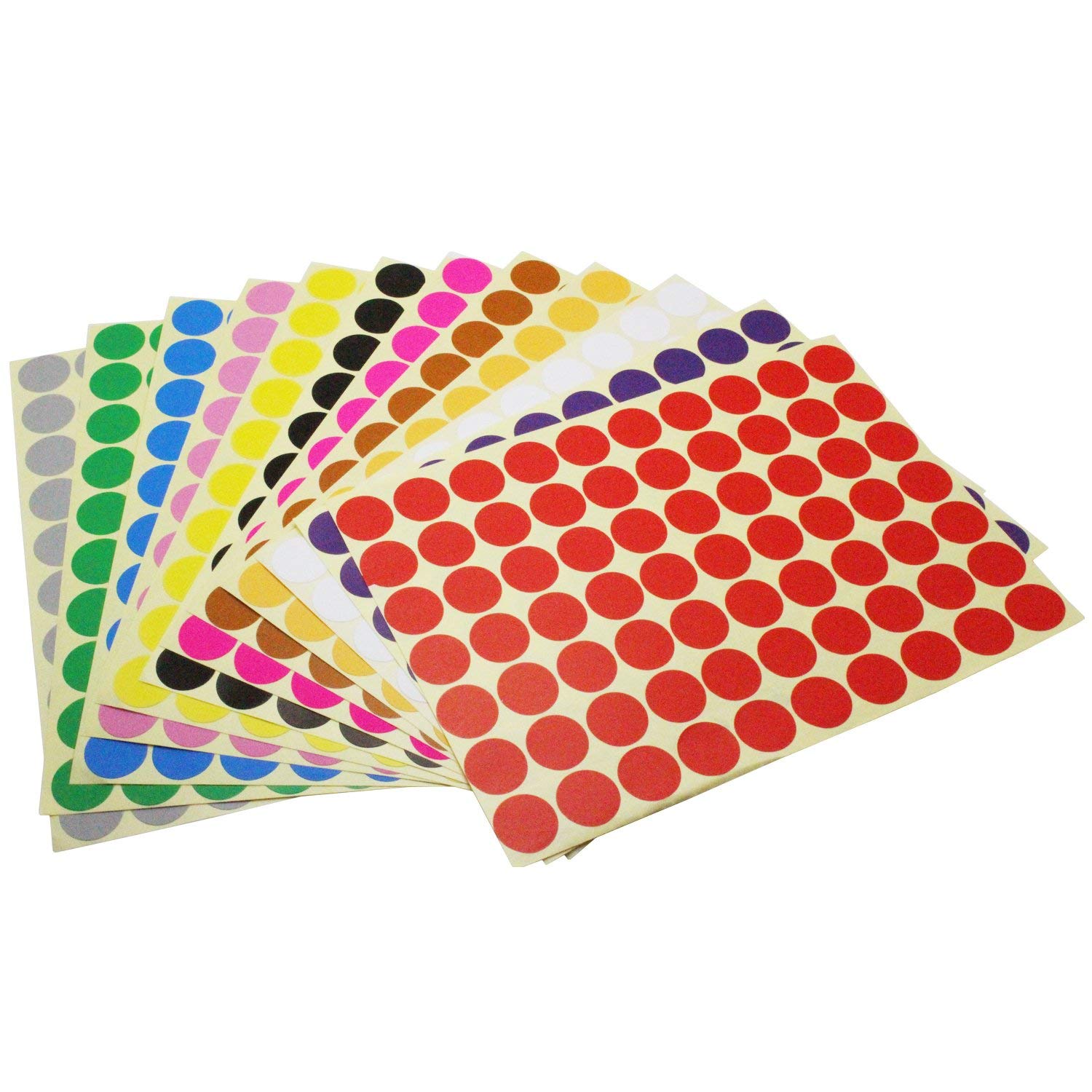 LJY 840 Pcs Round Stickers 19mm, 12 Assorted Colours Dot Stickers, Self Adhesive Coloured Sticky Labels for Colour Coding, Moving House, Pricing and Office Filing (12 Sheets)