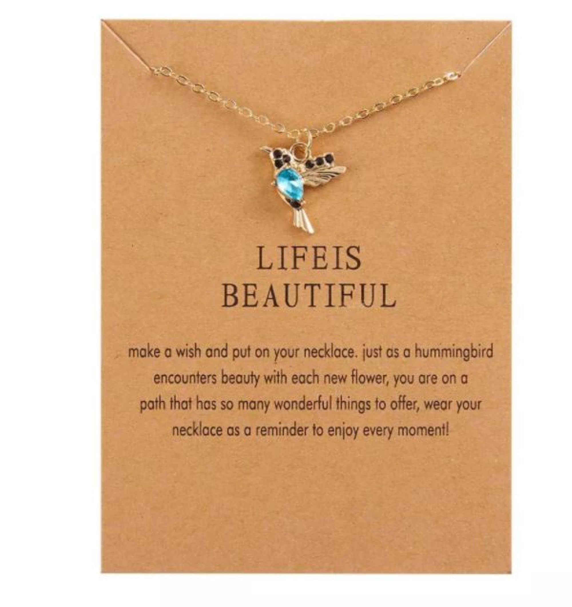 CrownOfRibbons Gold Hummingbird Necklace for Women, Gift for Bird Lovers, Nature Inspired
