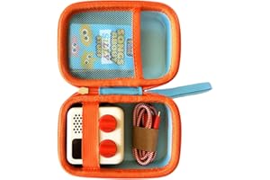 THISNESS Hard Travel Case for Yoto Mini Player with Pouch Hold up to 20 Yoto Cards Boys Girls EVA Hard-Shell Carrier Kids Protective Storage Holder, Sky and Orange (Case Only)