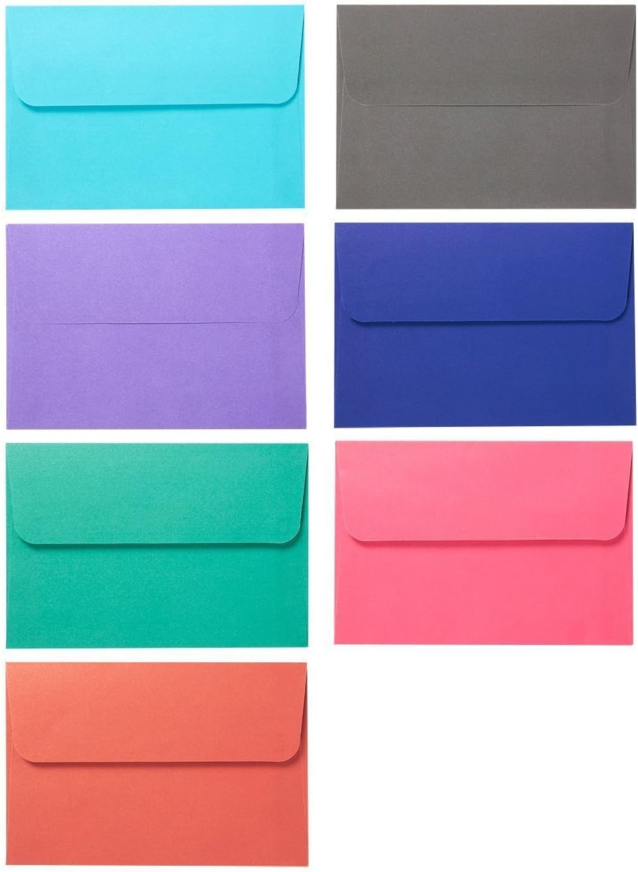 100 Pack A4 Envelopes - 4.25 x 6.25 Inches - Square Flap Photo Envelopes - Invitation Envelopes for Wedding Invitations - 100GSM, Assorted Colors : Office Products