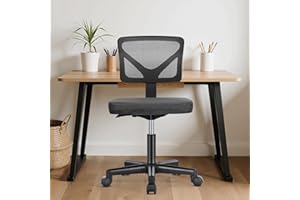 Sweetcrispy Office Computer Desk Chair, Ergonomic Low-Back Mesh Rolling Work Swivel Chairs with Wheels, Armless Comfortable Seat Lumbar Support for Home, Bedroom, Study, Student, Adults, Black