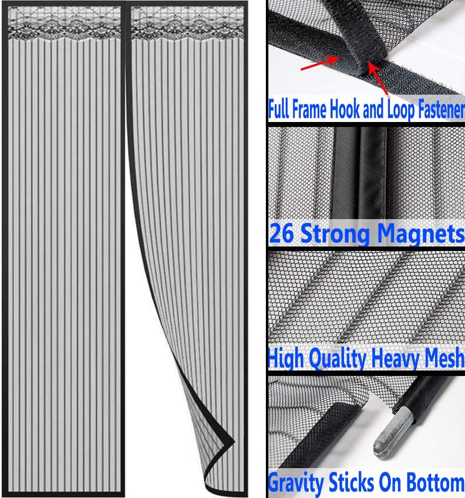Magnetic Fly Screen DIKER Door - 120x200cm, No Drill Installation, Keep Bugs Out Magnetic Screen Door