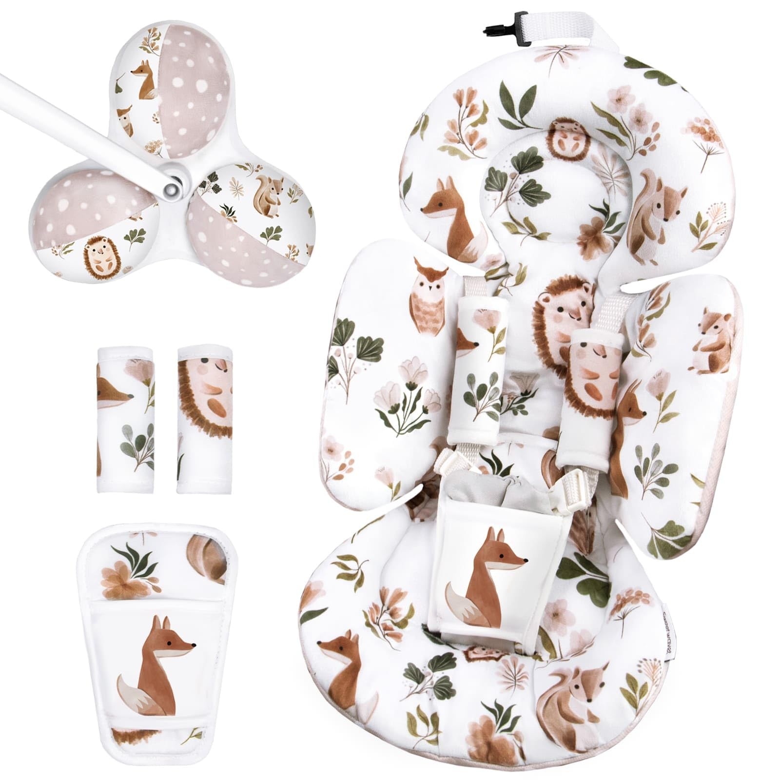 Photo 1 of Sweetwavet Infant Insert Compatible with 4moms Mamaroo Swing and Infant Carseat, Including 3 Replacement Toys, Reversible Newborn Insert for Baby Swing, Stroller, Bouncer, Soft Fabric - Leaf