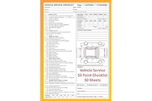 50 Point Vehicle Service Check List A4 Book - 50 Checklist Sheets