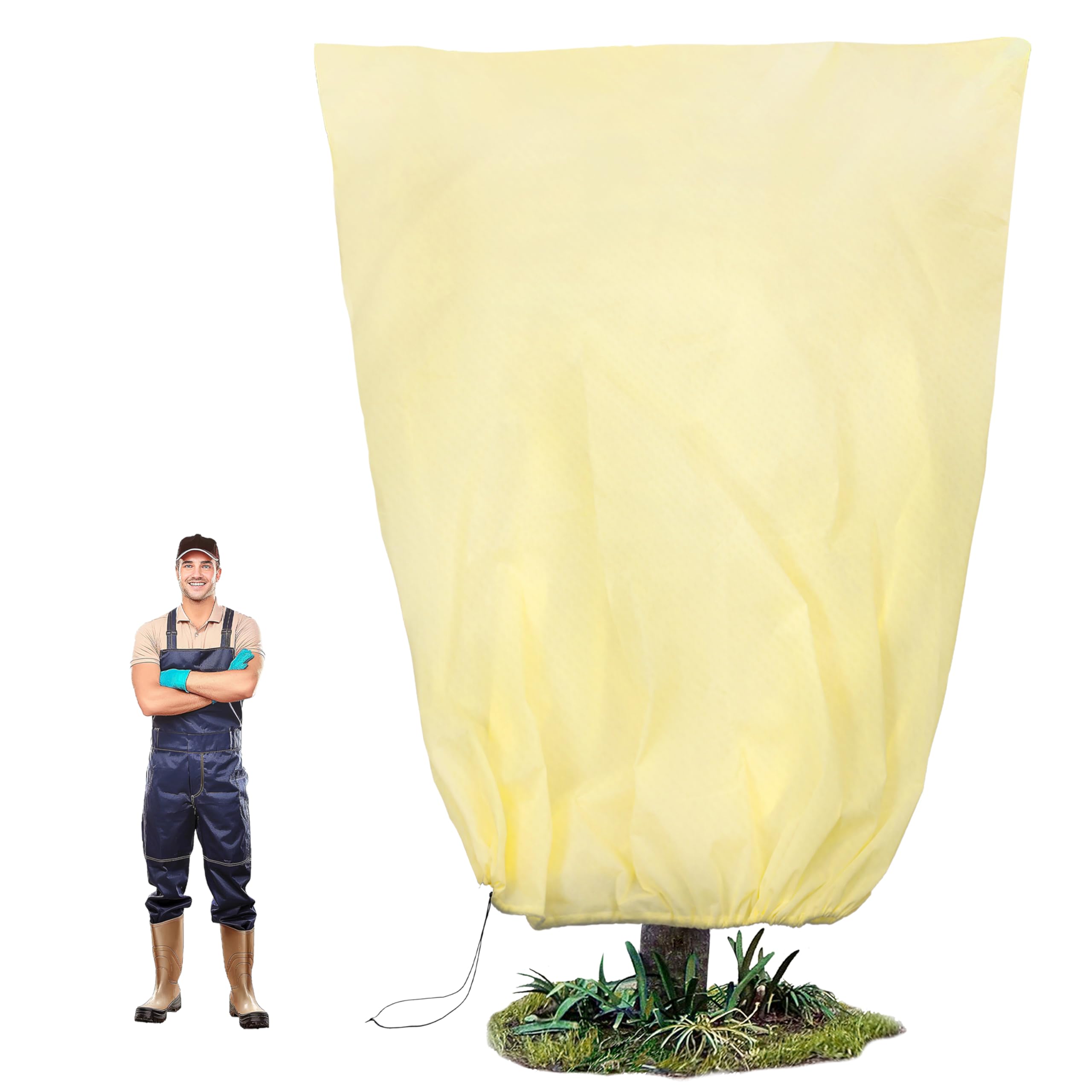 Photo 1 of 100”(W) x120”(H) Plant Covers Freeze Protection, 2.8oz/yd²Heavy-Duty Tree Covers, 1 Pack Extra Large Frost Cloths & Blankets with Zipper Drawstring for Fig Palm Citrus Lemon Trees and Shrubs