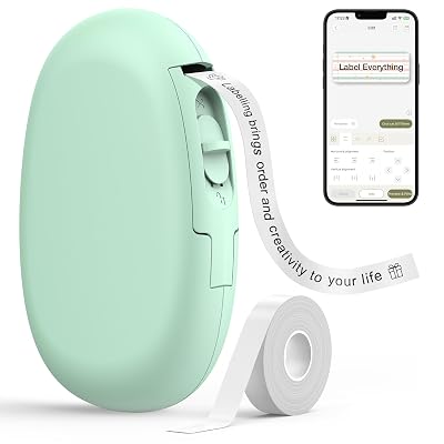 SUPVAN E10 Bluetooth Label Maker Machine with Tape, Continuous Waterproof Label, Versatile App with 35 Fonts and 1k+ Icons, Label Printer for Home, Kitchen, School, Office Organization, Green