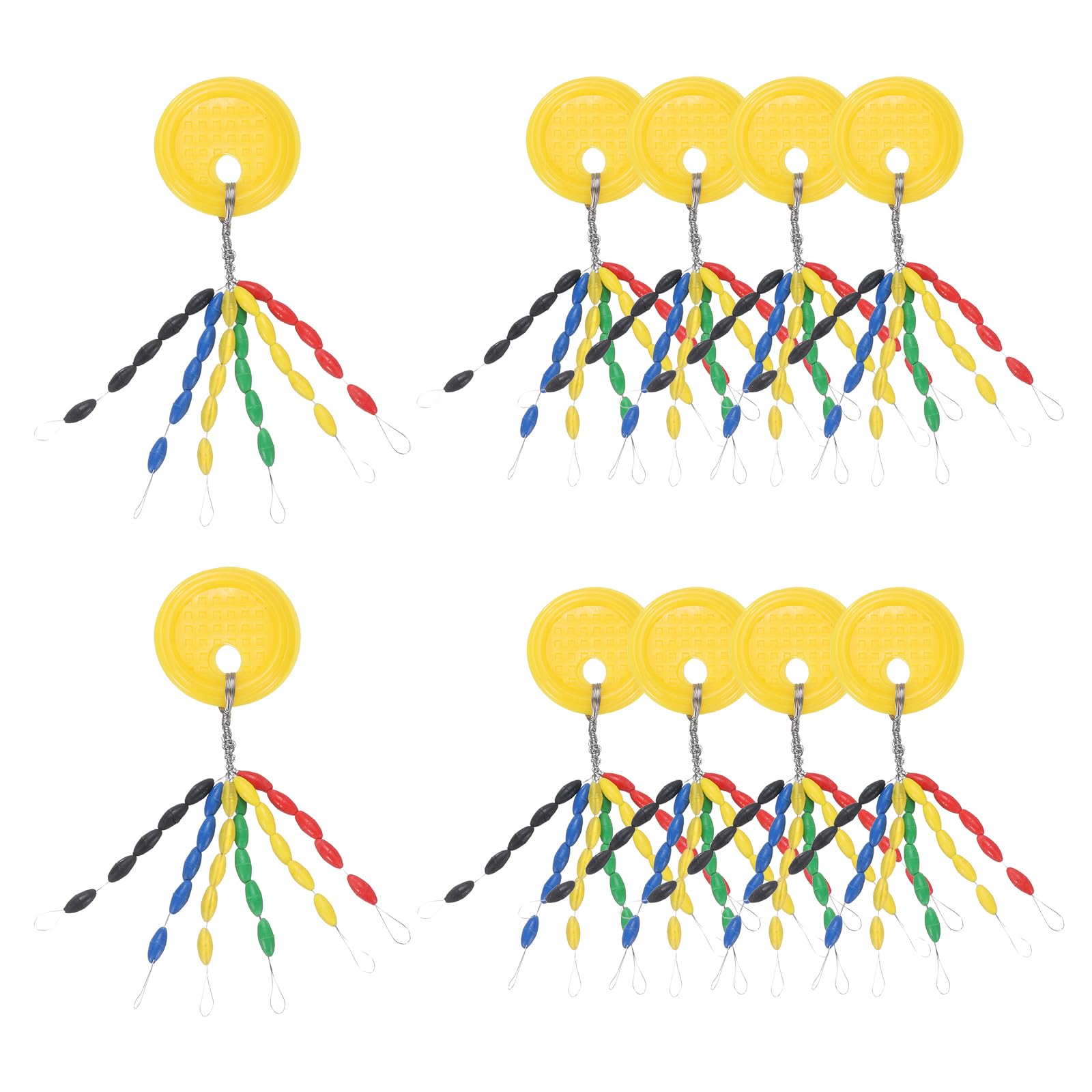 PATIKIL Fishing Rubber Bobber Beads Stoppers, 300 Pieces 6 in 1 Float Sinker Stops Oval Shape XS Size for Fishing Line, Multicolor