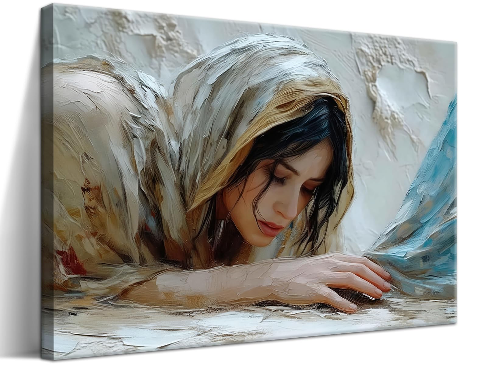 Christian Jesus Girl Canvas Wall Art, Jesus and Woman Wall Decor Paintings, Religion Bible Posters P