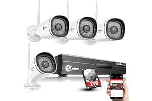XVIM 8CH Security Camera System Wireless, 4PCS 1080P Wireless Home Security Systems, H.264+ 8CH CCTV NVR with 1TB HDD, Motion Alert & Remote Access, IP66 Waterproof, Night Vision, 24/7 Record