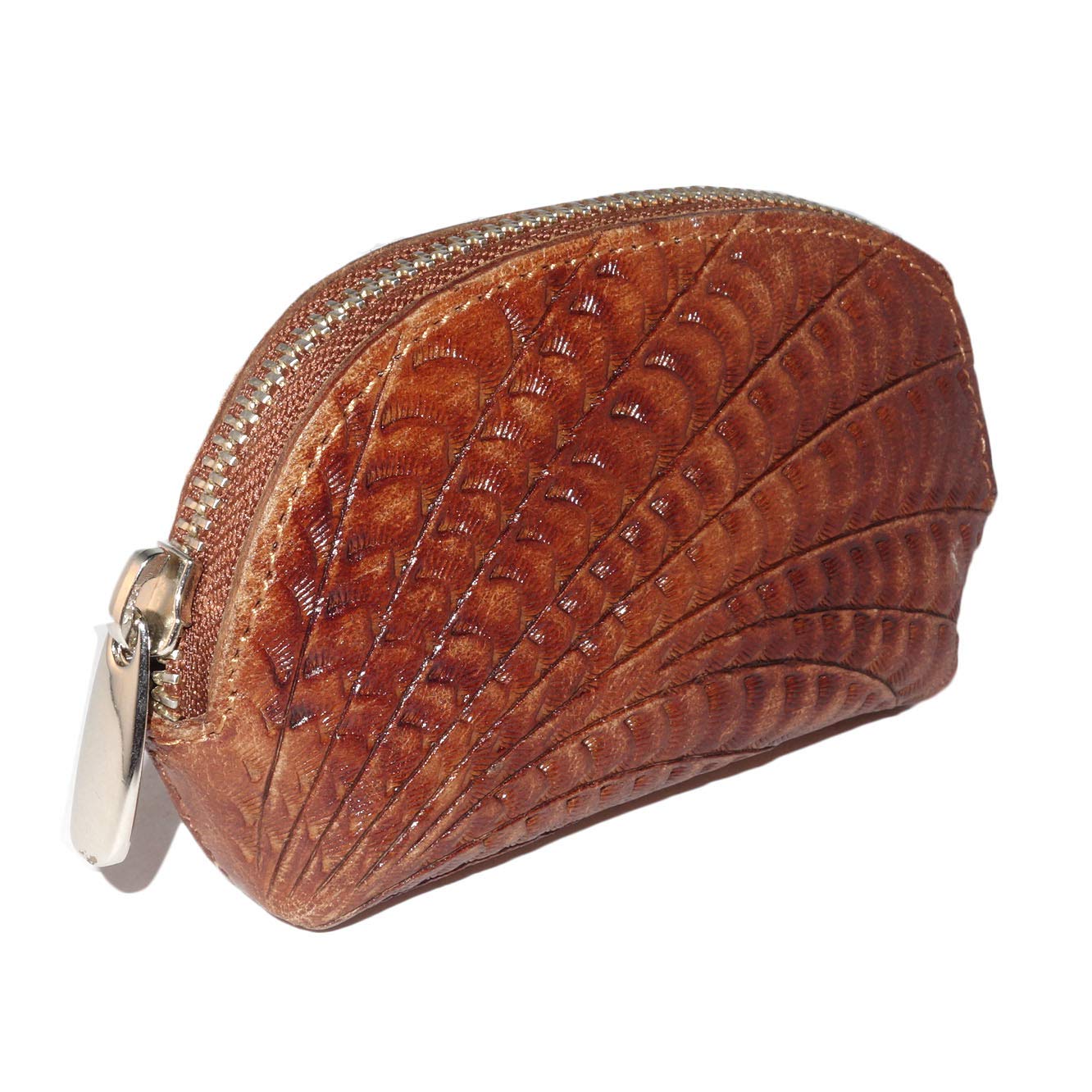 Handmade Genuine Leather Coin Purse, Hand Purse, Vintage Gift Pouch, Change Purse, Tan, S, Half Round