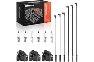 A-Premium 3 Ignition Coils with 6 Wires and 6 Iridium Spark Plugs Compatible with Chevy Malibu, Impala, Lumina, Monte Carlo, Venture & Buick Century, Rendezvous & Oldsmobile Alero & Pontiac Grand Am
