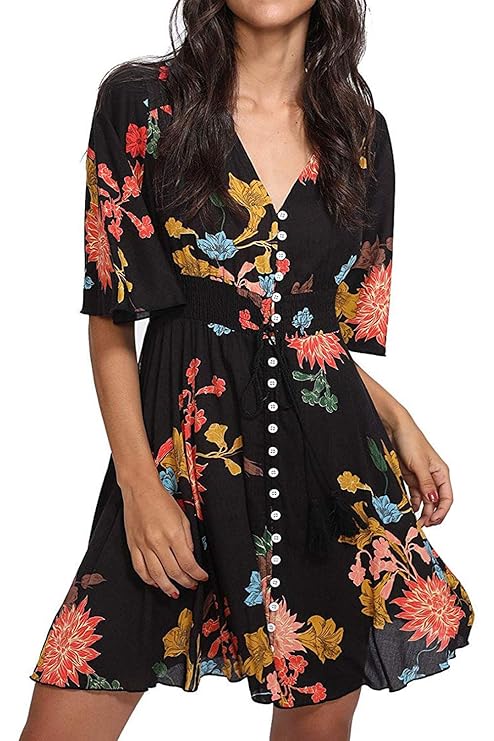 Turnglam Damen Jumpsuit Sommerkleid Playsuit Strandkleid TG200