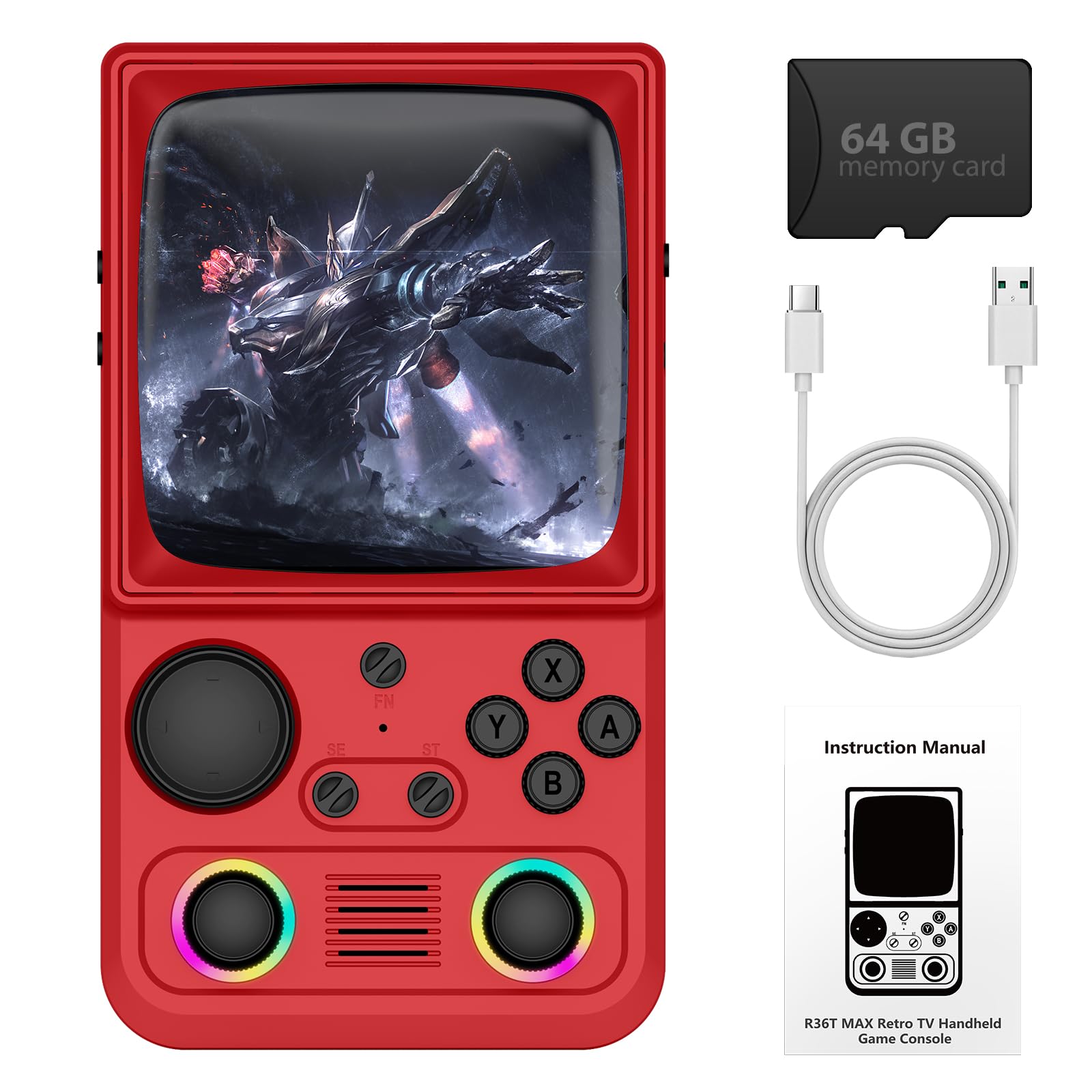 Photo 1 of R36TMAX Retro Handheld Game Console, Red