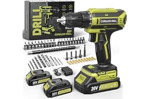 VIWKO Cordless Drill, 20V MAX Power Drill Set with 2 Batteries & Charger, 3/8 Inch Keyless Chuck, Variable Speed, 25+1 Position and 56PCS Bits/Screws, Power Tools for Home Projects