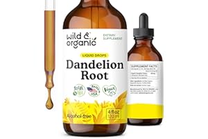 Wild & Organic Dandelion Root Extract Drops - Liver Cleanse Detox Support - Dandelion Tincture for Liver Health - Vegan, Sugar & Alcohol-Free Liquid Supplement - 4 fl oz