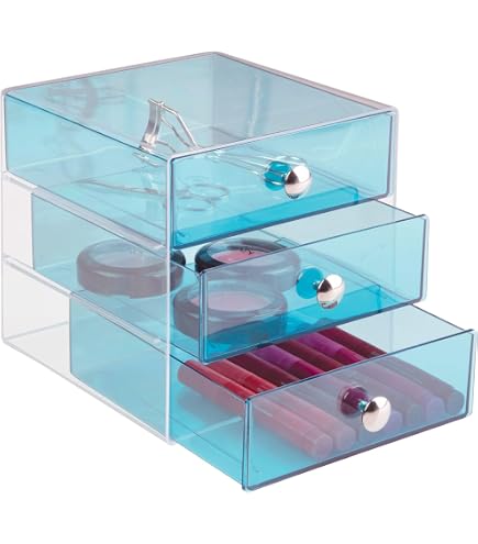 Amazon.com: iDesign 3-Drawer Vanity Organizer, Aqua, 6.5