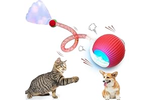 LEEHON Cat Toys Interactive Ball for Indoor Cats, Newly Upgraded Moving Cat Ball, Speedy Tail 2.0 cat Toys with Elastic Mesh, Automatic Kitten Toys for Bored Indoor Adult Cats (red)