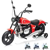 Officially Licensed BMW 24V Kids Ride-On Electric Motorcycle, 200W Brushless Motor, Up to 12 Miles Range &amp; 14 MPH Top Speed, LED Power Screen, Training Wheels, RGB Lights, Realistic Horn