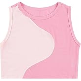 Mebius Girl's Crop Tops Ribbed Knit Cropped Tank Tops Sleeveless Round Neck Racerback Casual Cute Dance Top 6-14Y