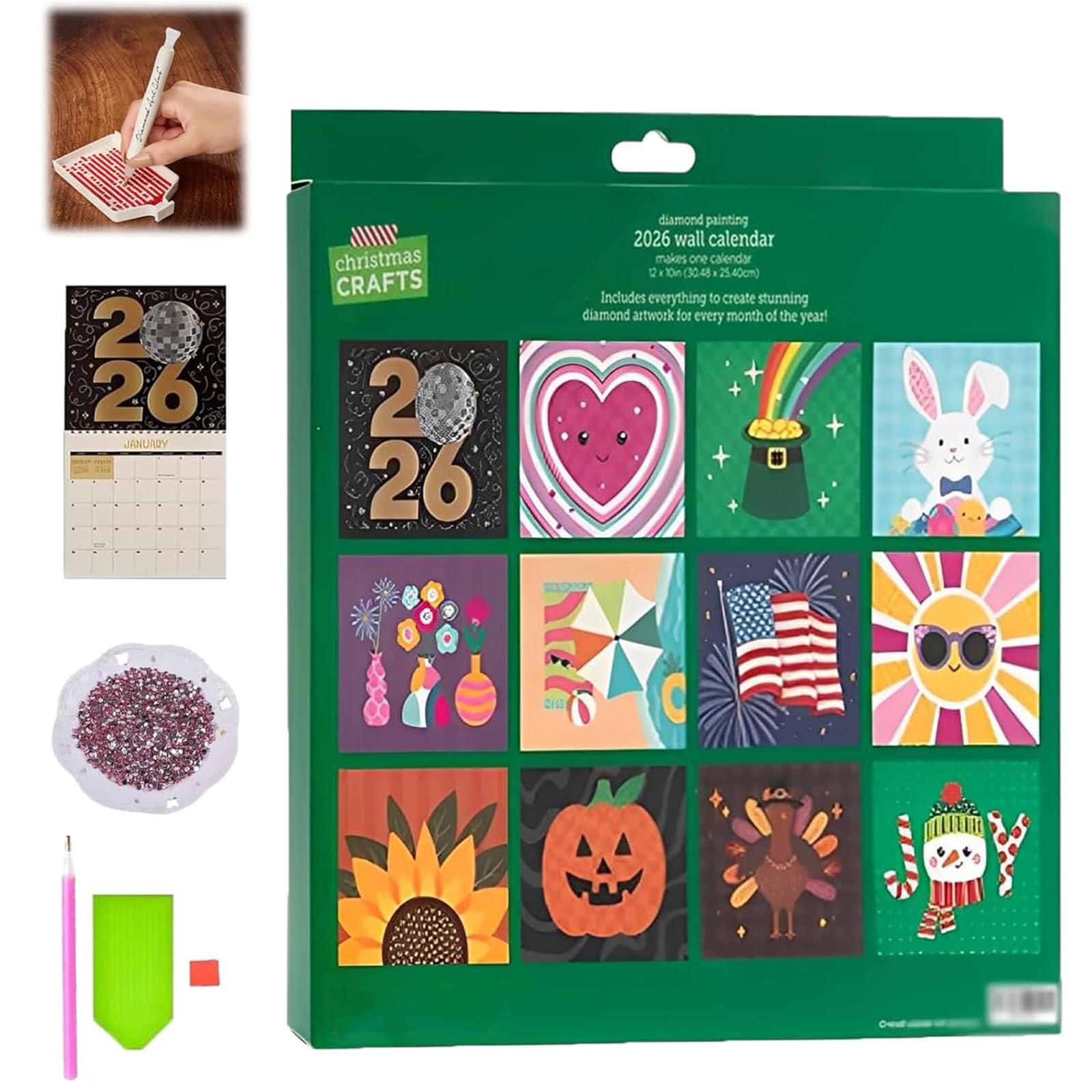 Photo 1 of ***MISSING PARTS***
2026 Diamond Art Wall Calendar kit, Diamond Painting Calendars Kit, DIY Diamond Art Calendar 2026, 12-Month Flip Wall Calendar with To Do List for Christmas Home Office Decoration(1Pcs)