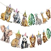 Safari Animal Banner 2Pcs Jungle Safari Party Cutout Banners Jungle Party Hanging Banners Safari Theme Birthday Party Decorations for Wild One Baby Shower Supplies