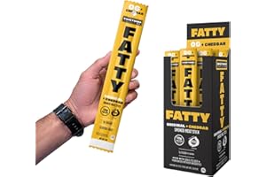 SWEETWOOD SMOKEHOUSE FATTY Meat Sticks, Grass-Fed Beef, High Protein Snack, Low Carb, Gluten Free, MSG Free, Nitrate Free, Original & Cheddar Flavor, 2 Ounce (Pack of 20)