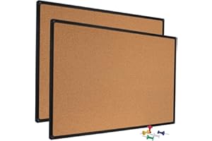 DexBoard 2 Pack 36 x 24 Inch Cork Notice Board Bulletin Message Memo Pin Board, Black Aluminum Frame