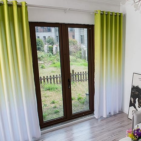 Amazon Largesoy カーテン 遮光 グラデーション リビングカーテン 掃き出し窓 腰窓 ホーム 装飾 1枚 グリーン カーテン オンライン通販