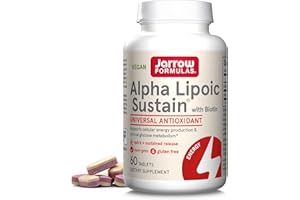 Jarrow Formulas® Alpha Lipoic Sustain with Biotin, 300 mg Alpha Lipoic Acid, Universal Antioxidant, Dietary Supplement, 60 Vegan Tablets, Up to a 60 Day Supply